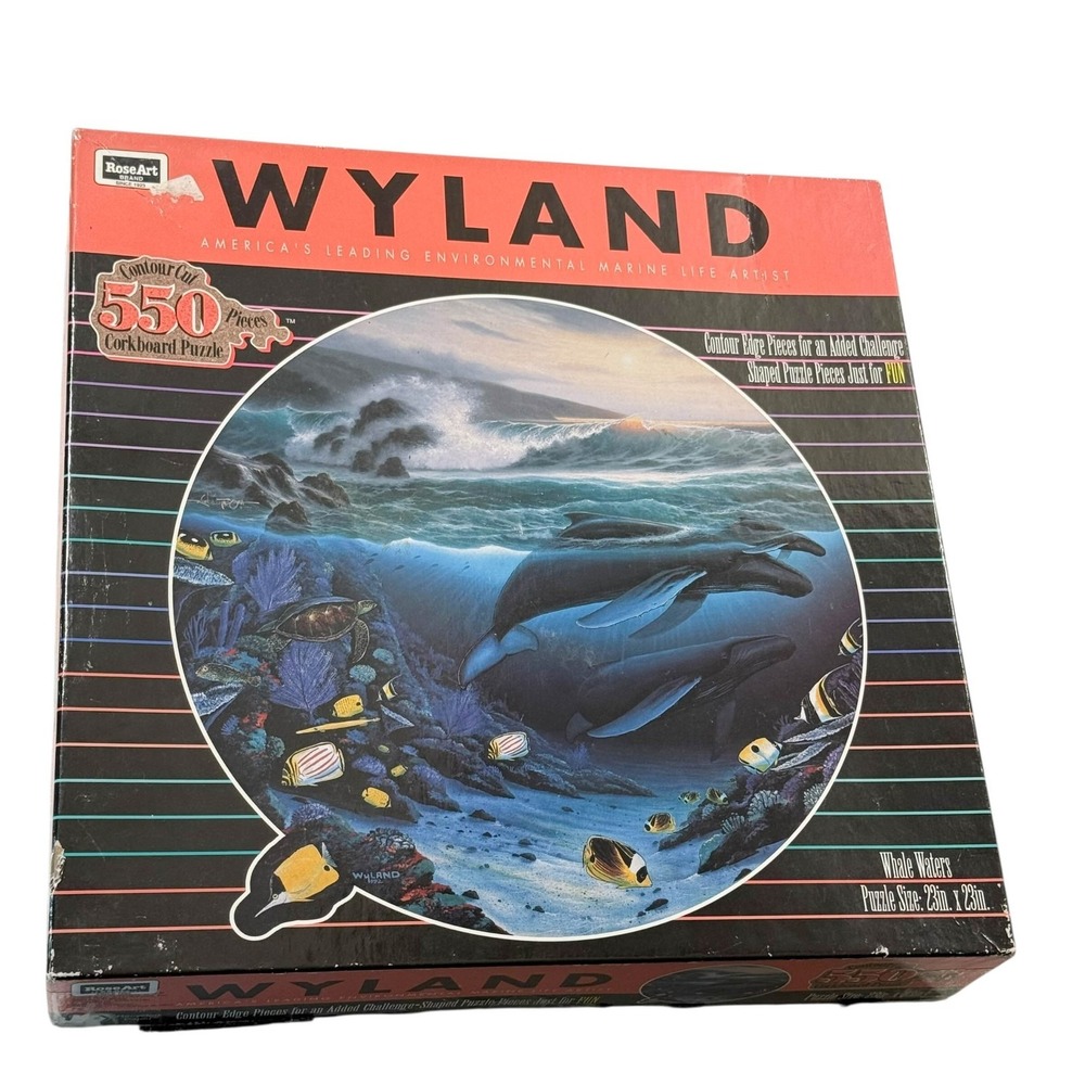 RoseArt Wyland Whale Waters Corkboard‎ 550 Pcs Puzzle Complete 1993 Org Edition